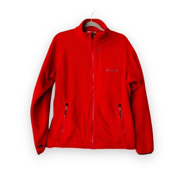 Columbia Men’s Size Large Red‎ Fleece Zip Front Jacket Titanium FLAW - Picture 1 of 6